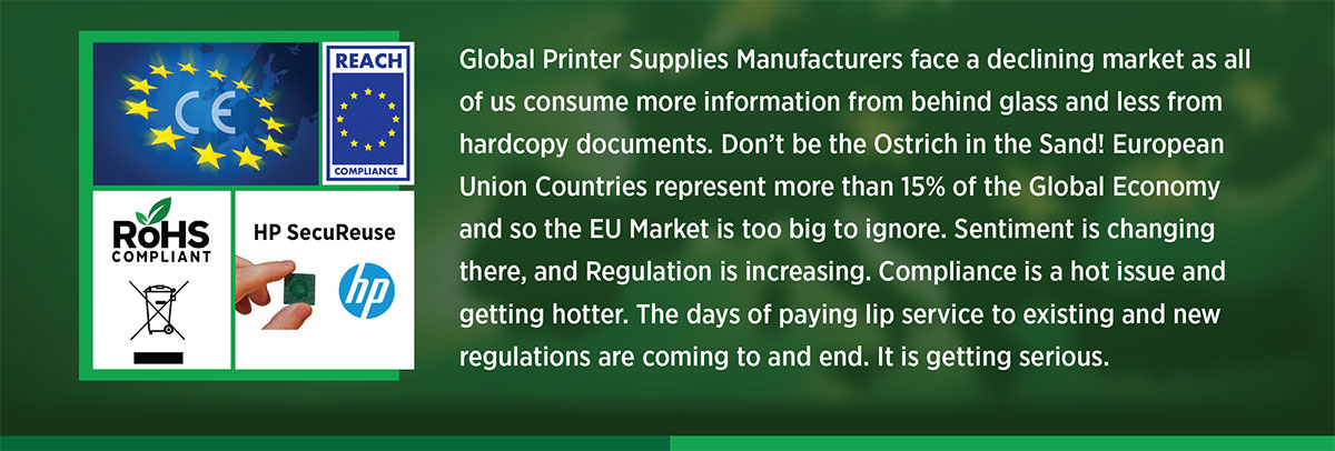 Global Printer Supplies Manufacturers face a declining market as all of us consume more information from behind the glass...